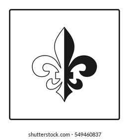 Fleur de lis symbol, silhouette - heraldic symbol. Vector Illustration. Medieval sign. Glowing french fleur de lis royal lily. Elegant decoration symbol. Heraldic icon for design, logo or decoration.