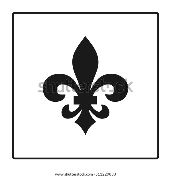 フルール ド リス シンボル シルエット 紋章 ベクターイラスト 中世の看板 赤々と輝くフランスのフルール ド リス ロイヤルリリー エレガントな装飾記号 デザイン ロゴ またはデコレーション用の紋章アイコン のベクター画像素材 ロイヤリティフリー