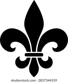Fleur de lis symbol vector icon, black silhouette design element
