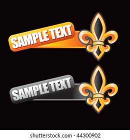 fleur de lis tilted orange and gray banners