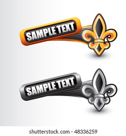 fleur de lis tilted orange and gray banners