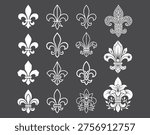 Fleur de lis Vector Set - Minimalist French Lily Symbols and Vintage Heraldic Ornament Collection