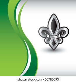 fleur de lis vertical green wave