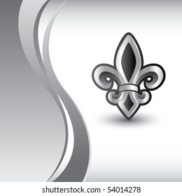 fleur de lis vertical silver wave