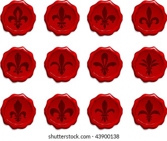 Fleur De Lis Wax Seal Set Original Vector Illustration