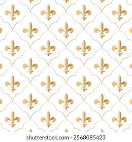 Fleur de Lis white gold pattern background