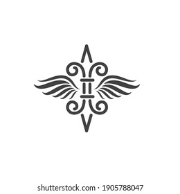 fleur de lis wings  icon vector illustration design template