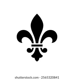 Fleur de lys black icon. Stylized glyph isolated on white background.