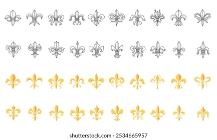 Símbolos del escudo de armas de Fleur de lys Set Vector