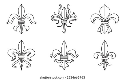 Símbolos del escudo de armas de Fleur de lys Set Vector