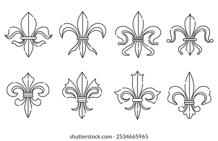 Símbolos del escudo de armas de Fleur de lys Set Vector