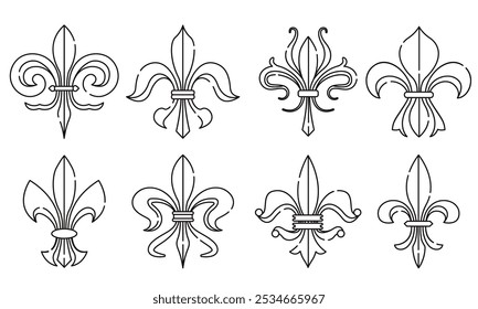 Símbolos del escudo de armas de Fleur de lys Set Vector