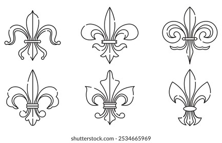 Símbolos del escudo de armas de Fleur de lys Set Vector