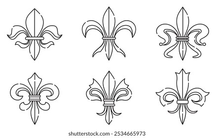 Símbolos del escudo de armas de Fleur de lys Set Vector