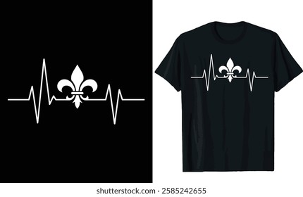 Fleur delis Heartbeat T-Shirt Design