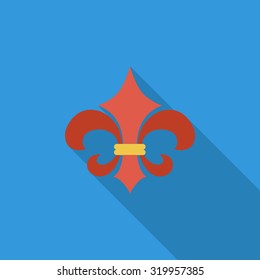 Fleur icon icon. Flat vector related icon with long shadow for web and mobile applications. It can be used as - logo, pictogram, icon, infographic element. Vector Illustration.