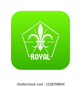 Fleur icon green vector isolated on white background