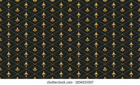 fleur royal lily pattern geometric vector gold texture seamless wallpaper