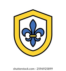 Fleur shield vector filled outline icon. EPS 10 file