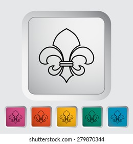 Fleur. Single flat icon on the button. Vector illustration.