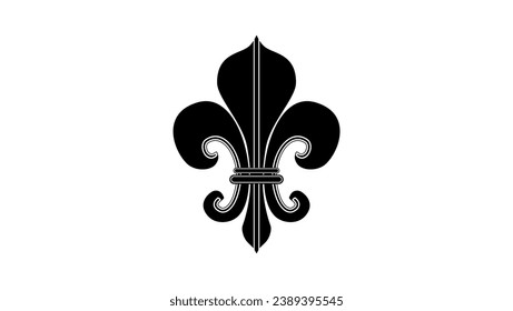 Fleur-de-lis, black isolated silhouette, A stylized lily associated with French royalty and various cultures