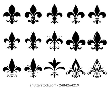 Fleur-de-lis coat of arms silhouette material set_Lily_Iris