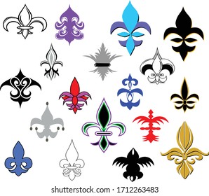 Fleur-de-lis Designs Handgezeichnete Vektorillustration Art