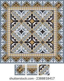 Fleur-de-lis pattern floor tiles with border