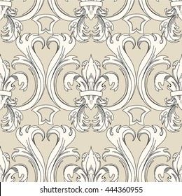fleur-de-lis seamless pattern light in beige color