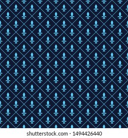 Fleur-de-lis seamless vector pattern in blue tones