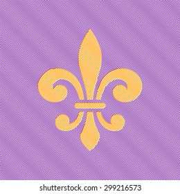 Fleur-de-lis symbol on wavy background. Vector illustration.