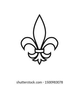 Fleur-de-lis, Three-petalled lilly heraldic motif, Isolated vector outline