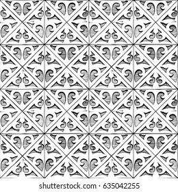 Fleur-de-lys background. Medieval seamless ornament in ink hand drawn style.  