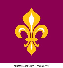 Fleur-de-lys (flower de luce), Royal heraldic Lily. 
The symbol of Royal power and the emblem of Reign.