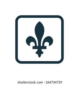 fleur-de-lys icon Rounded squares button, on white background 
