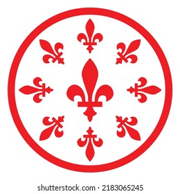 The fleur-de-lys motif as found on the flag of Quebec Canada