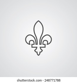 Fleur-de-lys outline thin symbol, dark on white background, logo editable, creative template 