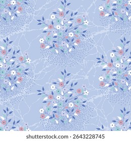 flores de fond laranja harmonieux Imagem vetorielle avec motif de feuilles grises sur fond ble
