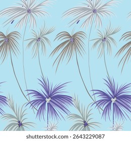 flores de fond laranja harmonieux Imagem vetorielle avec motif de feuilles grises sur fond ble