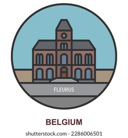 Fleurus. Ciudades y pueblos de Bélgica. Punto de referencia plano