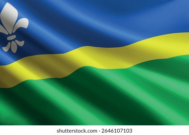 Flevoland flag waving in the wind, realistic detailed silk texture. Province of Netherlands