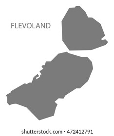 Flevoland Netherlands Map in grey