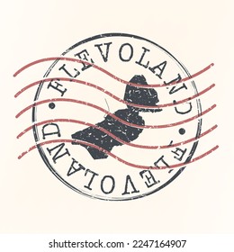Flevoland, Netherlands Stamp Map Postal. Silhouette. Passport Round Design. Vector Icon. Design Retro Travel National Symbol.