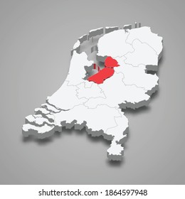 Flevoland province location within Netherlands 3d isometric map