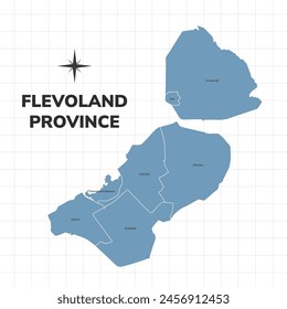 Flevoland Province map illustration. Map of the province in the Netherlands