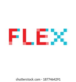 FLEX 8 bit style lettering Vector illustration. Isolated on white background