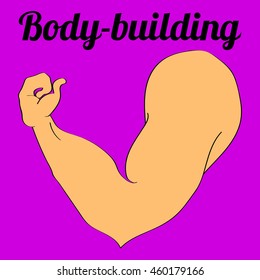 Flex arm body builder with big muscles.