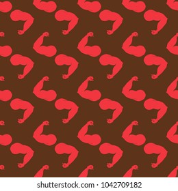 Flex arm bodybuilder with big muscles seamless pattern.