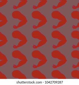 Flex arm bodybuilder with big muscles seamless pattern.