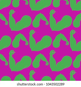 Flex arm bodybuilder with big muscles seamless pattern.